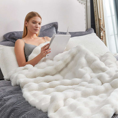 Rabbit Faux-Fur Blanket Throw