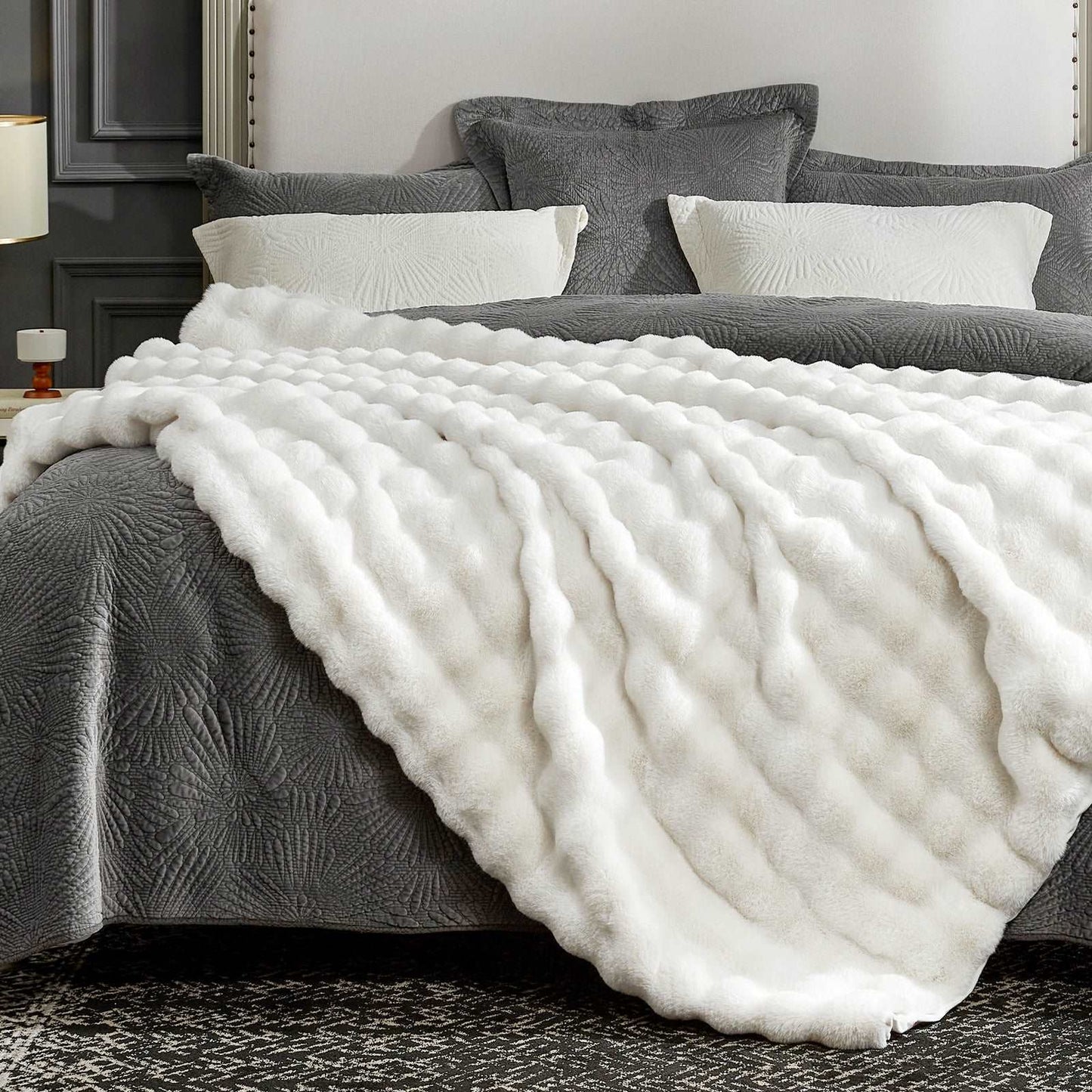 Rabbit Faux-Fur Blanket Throw