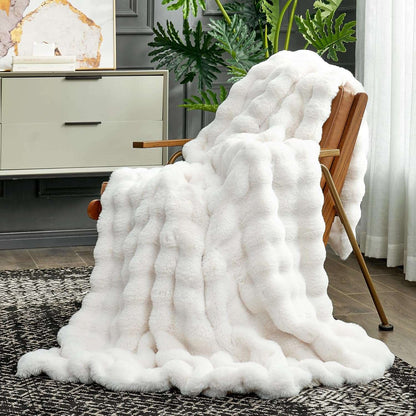 Rabbit Faux-Fur Blanket Throw