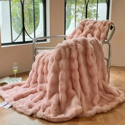 Rabbit Faux-Fur Blanket Throw